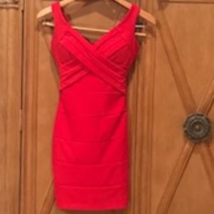 LOVE, NICKIE LEW CROSS FRONT RED COCKTAIL DRESS